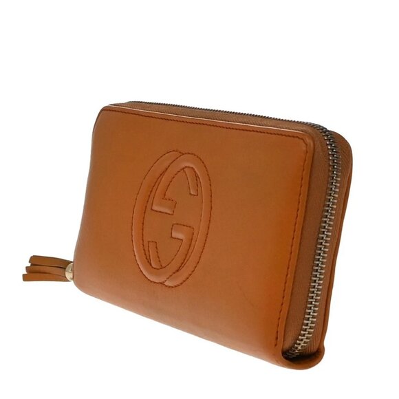 GUCCI Logo Interlocking GG Tassel Long Zipper Wallet Leather Orange GHW - Picture 2 of 14
